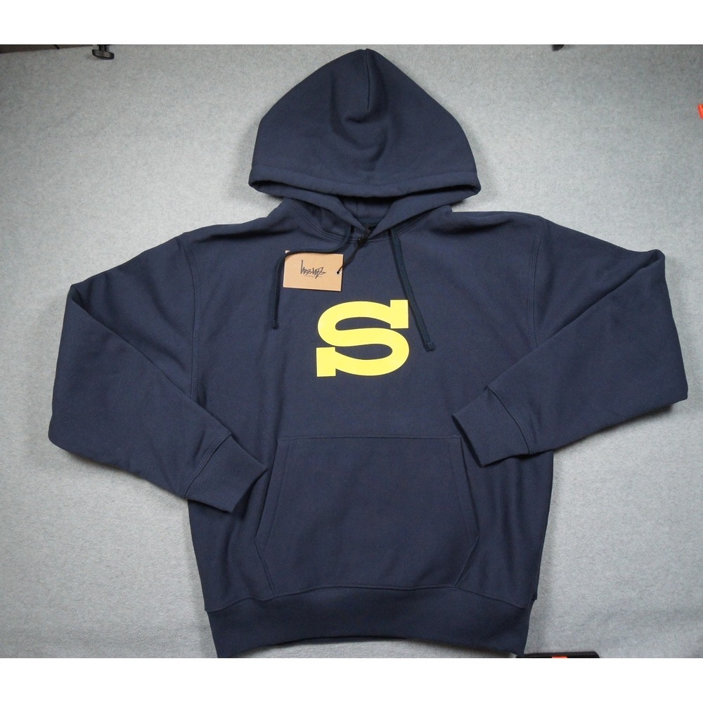 Stussy Sweatshirt Mens Medium Blue Hoodie Pullover Streetwear Skate Surf NEW